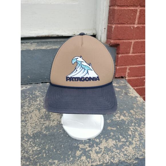 Patagonia Stand Up Blue/White Wave Surf Trucker Hat Snapback - Picture 1 of 7
